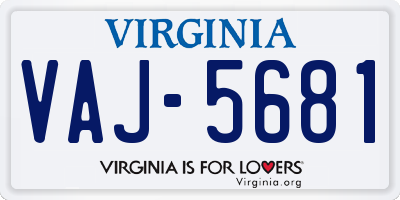VA license plate VAJ5681