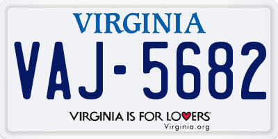 VA license plate VAJ5682