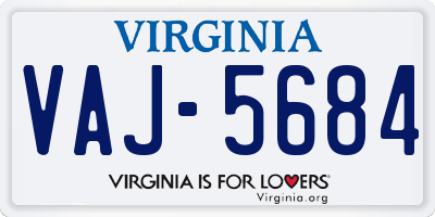 VA license plate VAJ5684