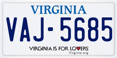VA license plate VAJ5685