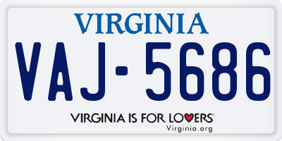 VA license plate VAJ5686