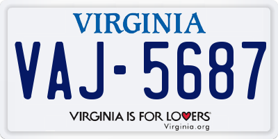 VA license plate VAJ5687