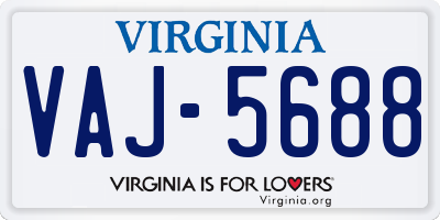 VA license plate VAJ5688