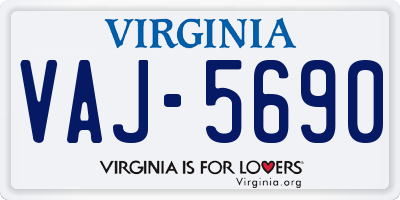 VA license plate VAJ5690