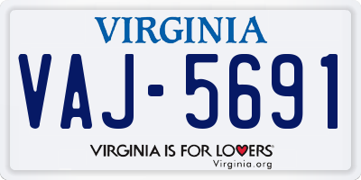 VA license plate VAJ5691