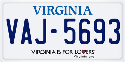 VA license plate VAJ5693