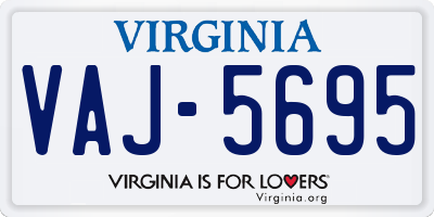 VA license plate VAJ5695