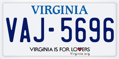 VA license plate VAJ5696