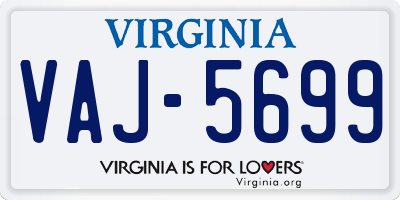VA license plate VAJ5699