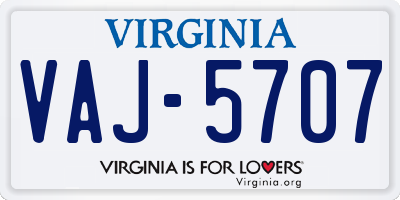 VA license plate VAJ5707