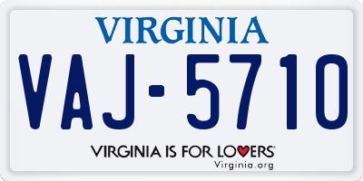 VA license plate VAJ5710