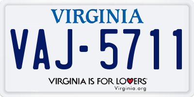 VA license plate VAJ5711
