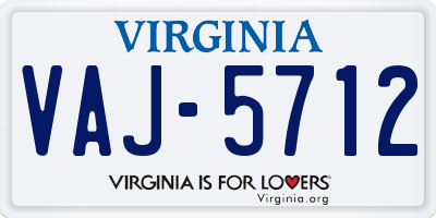 VA license plate VAJ5712