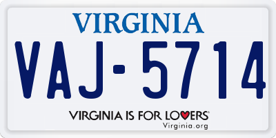 VA license plate VAJ5714