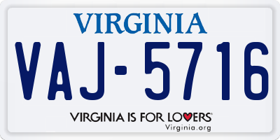 VA license plate VAJ5716