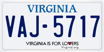 VA license plate VAJ5717