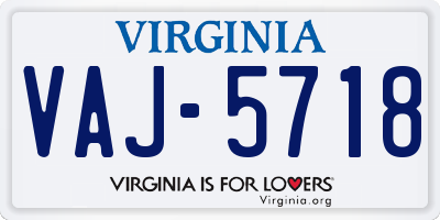 VA license plate VAJ5718