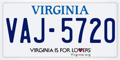 VA license plate VAJ5720