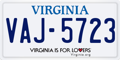 VA license plate VAJ5723