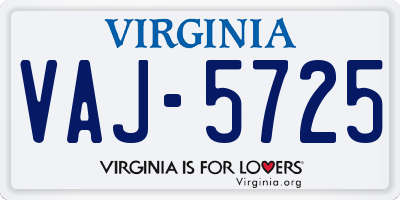 VA license plate VAJ5725