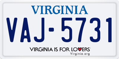 VA license plate VAJ5731