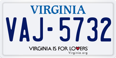 VA license plate VAJ5732