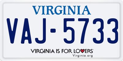 VA license plate VAJ5733