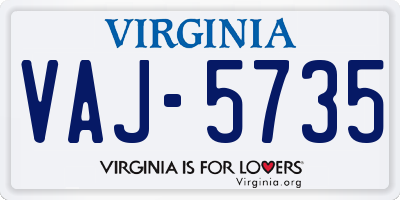 VA license plate VAJ5735