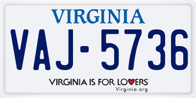 VA license plate VAJ5736