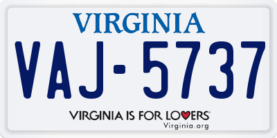 VA license plate VAJ5737