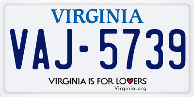 VA license plate VAJ5739