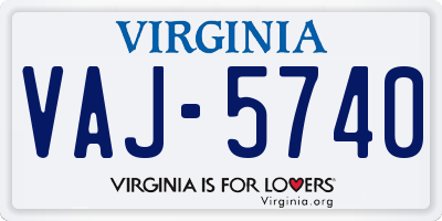 VA license plate VAJ5740