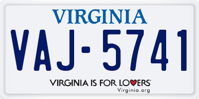 VA license plate VAJ5741