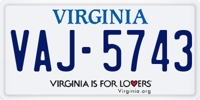 VA license plate VAJ5743