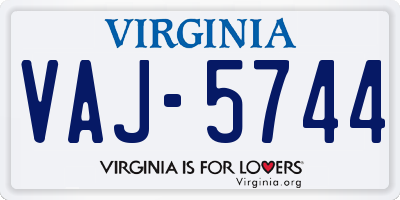 VA license plate VAJ5744