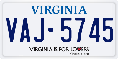 VA license plate VAJ5745