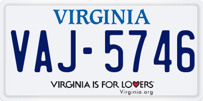 VA license plate VAJ5746