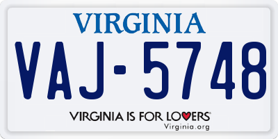 VA license plate VAJ5748