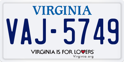 VA license plate VAJ5749