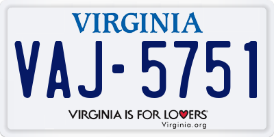 VA license plate VAJ5751
