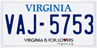 VA license plate VAJ5753