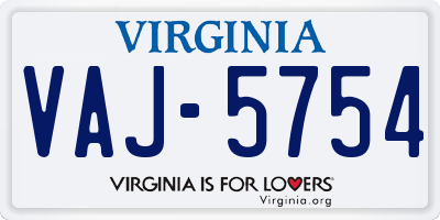 VA license plate VAJ5754