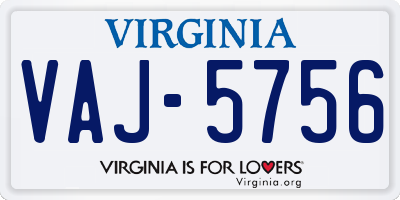 VA license plate VAJ5756