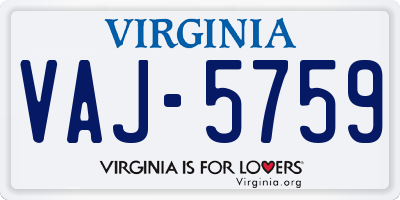 VA license plate VAJ5759