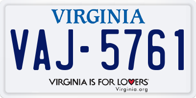 VA license plate VAJ5761