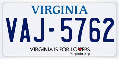 VA license plate VAJ5762