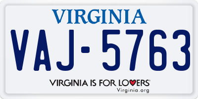 VA license plate VAJ5763