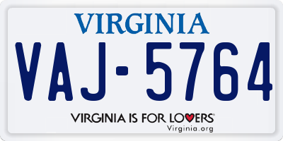 VA license plate VAJ5764