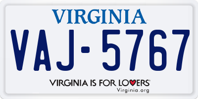 VA license plate VAJ5767