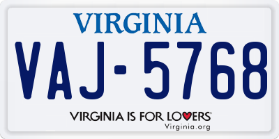 VA license plate VAJ5768
